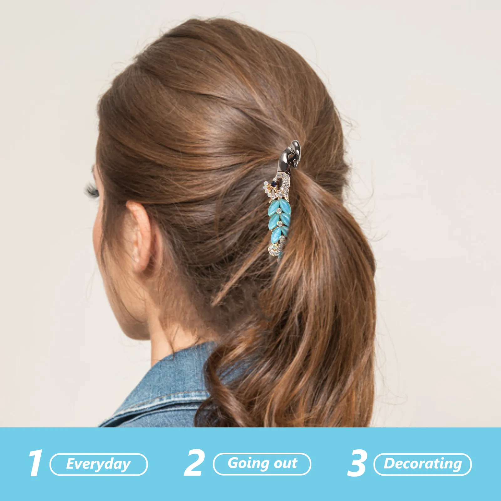 

Banana Clip Rhinestone Hair Clips for Women Bling Hair Accessories 80S Style Ponytail Holder for Daily Wear Banana Clip