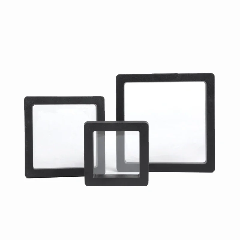 7x7cm 3D Suspension Box Shadow Box Jewelry Display Stand Ring Pendant Holder Protect Jewelry Stone Presentation Case