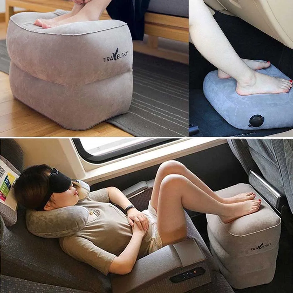 PVC Inflatable Travel Pillow Footrest Sleep Resting Pillows Foot Pad Step Stool Tourist Stool For Airplanes Trains Kids Bed