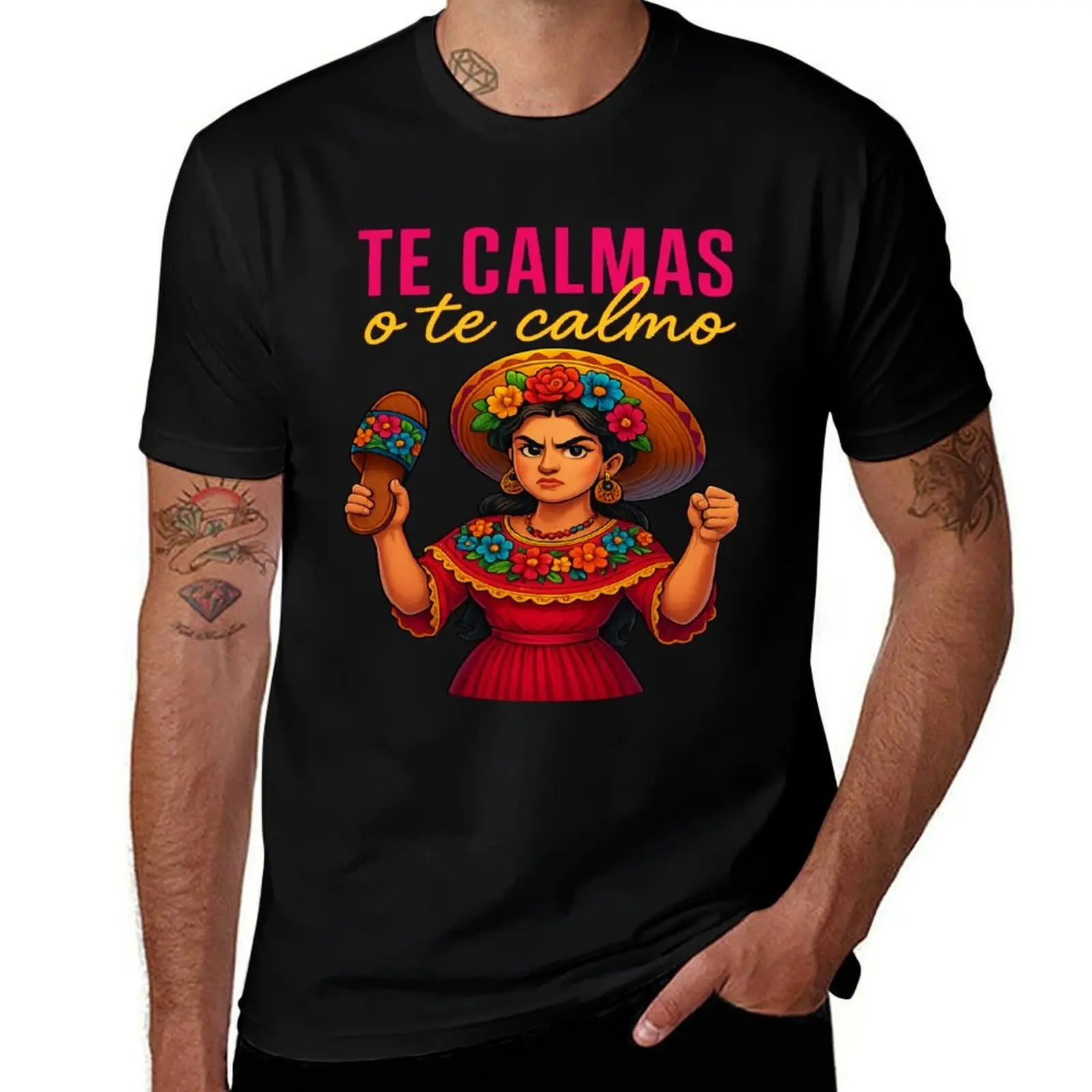Te Calmas o Te Calmo Fierce Latina Chancla Design T-Shirt Work Daily Short Sleeve Top T-Shirt