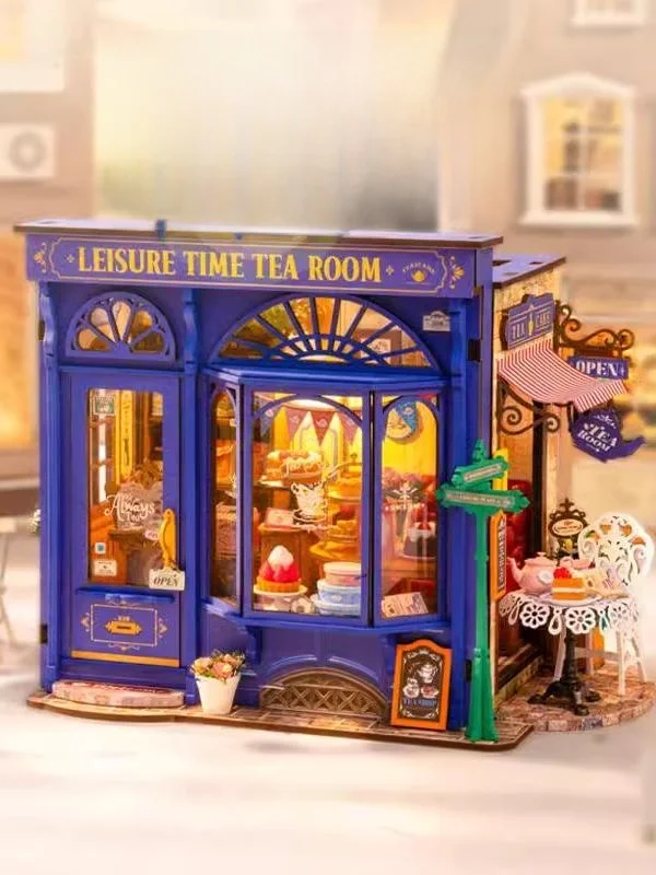 

Rolife Engli ternoon Tea DIY Handmade House Model Scenic Construction Toys for Girls Wood Built Model Kits