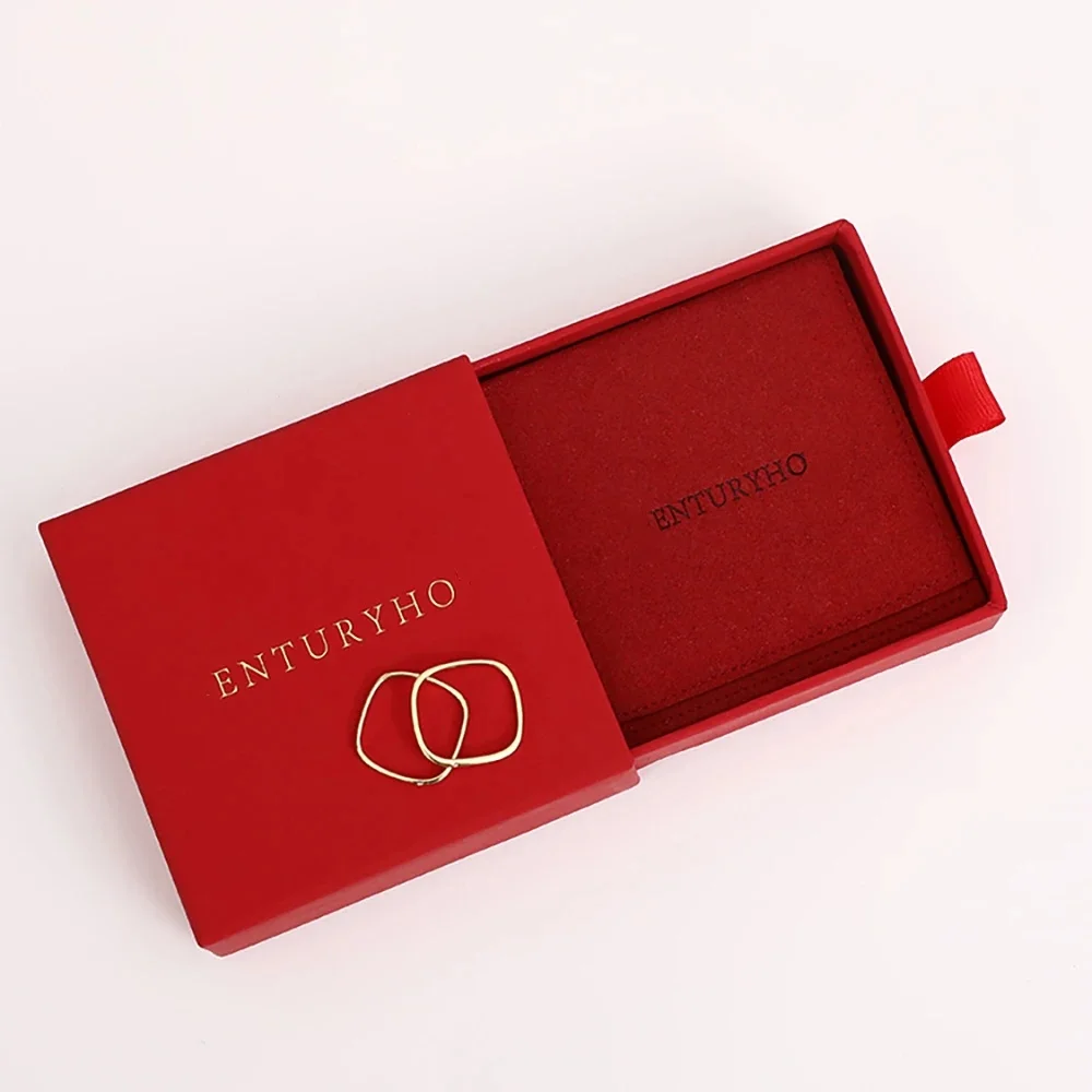 Red Jewelry Box logo with logo High quality cardboard sliding jewelry Box necklace jewelry Boxes With Custom Logo