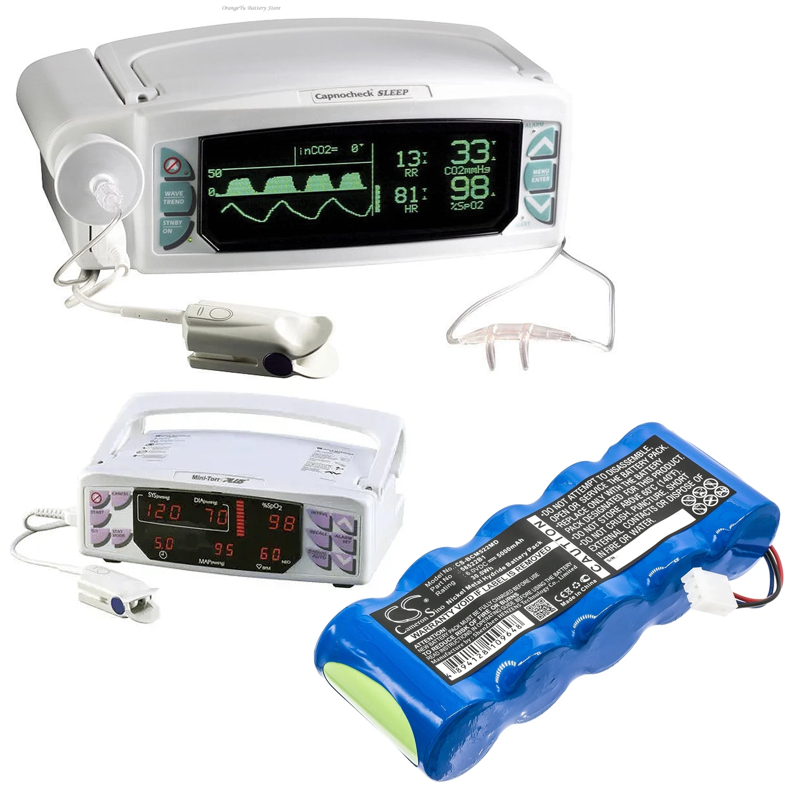 6V 5000mAh Medical Battery OM11509, 58522B1, B11509 for BCI Capnocheck plus, Sleeo CO2 Monitor, 9004 Patient Monitor, 58450A1