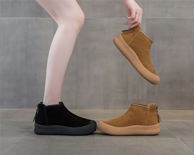 AIYUQI Schneestiefel für Damen in Übergrößen 2025 Winter Echtleder Kurze Damenschuhe Verstärkte Warme Winterstiefel für Frauen – Detail 1