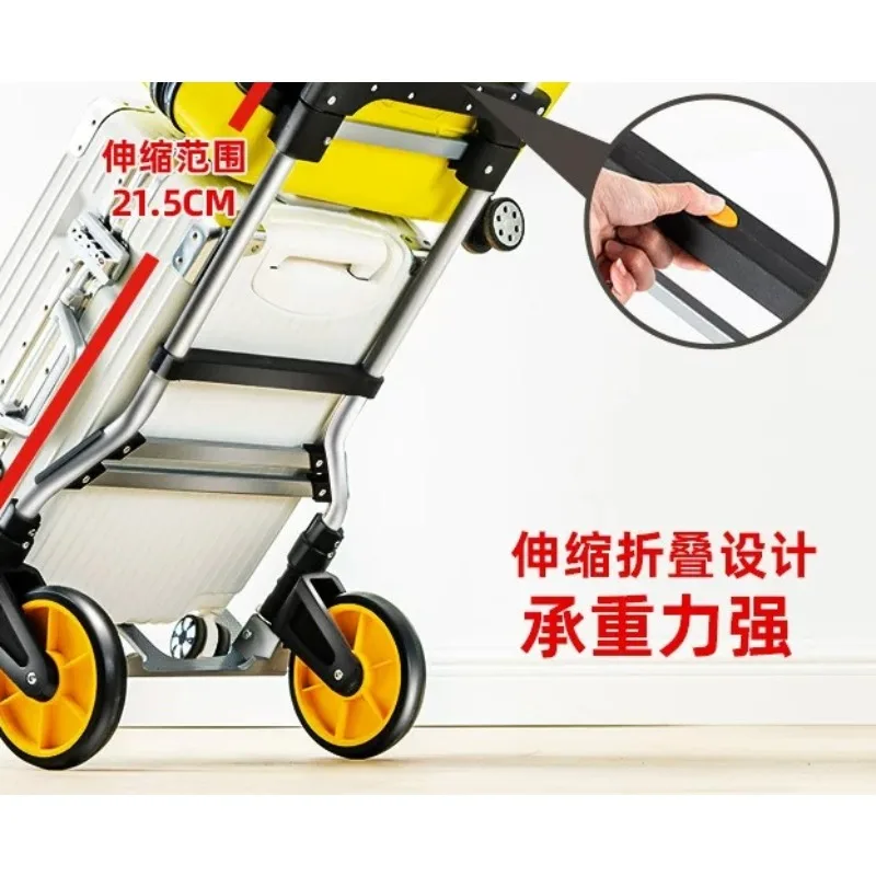 Folding Hand Truck Telescopic Portable Household Shopping Cart Outdoor Cargo Trailer Easy To Climbing The Stairs Luggage Trolley