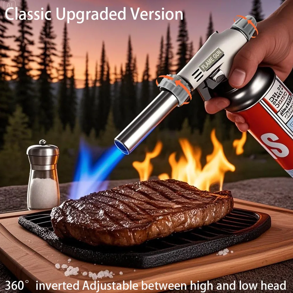 Pistola de llama ajustable portátil para acampar, parrilla de Gas, quemador de Gas para soldar, herramienta de calefacción para cocinar al aire libre, postres para barbacoa y acampada