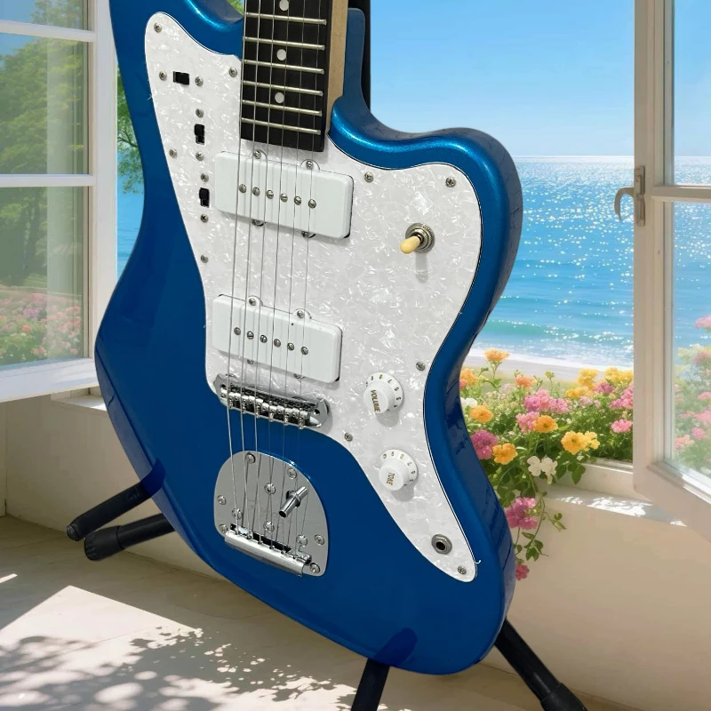 

41-дюймовая электрогитара Lake Placid Blue с корпусом офсетного типа, белой перламутровой накладкой для рок-музыки, бесплатная доставка