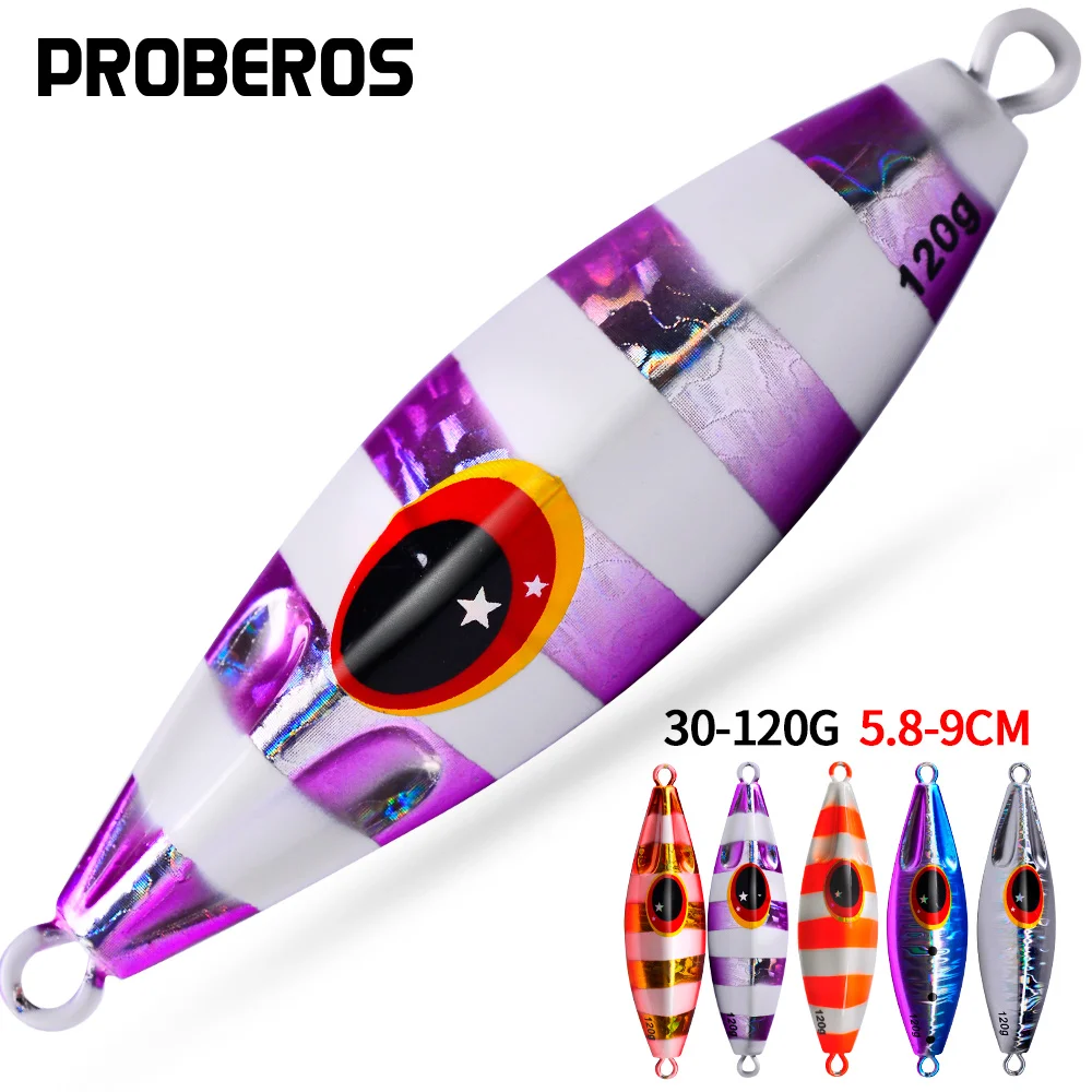 PROBEROS 5 Stück leuchtende 3D-gedruckte Metall-Jig-Köder 30 g 40 g 60 g 80 g 100 g 120 g Salzwasser-Angelköder, schnell sinkender künstlicher Köder