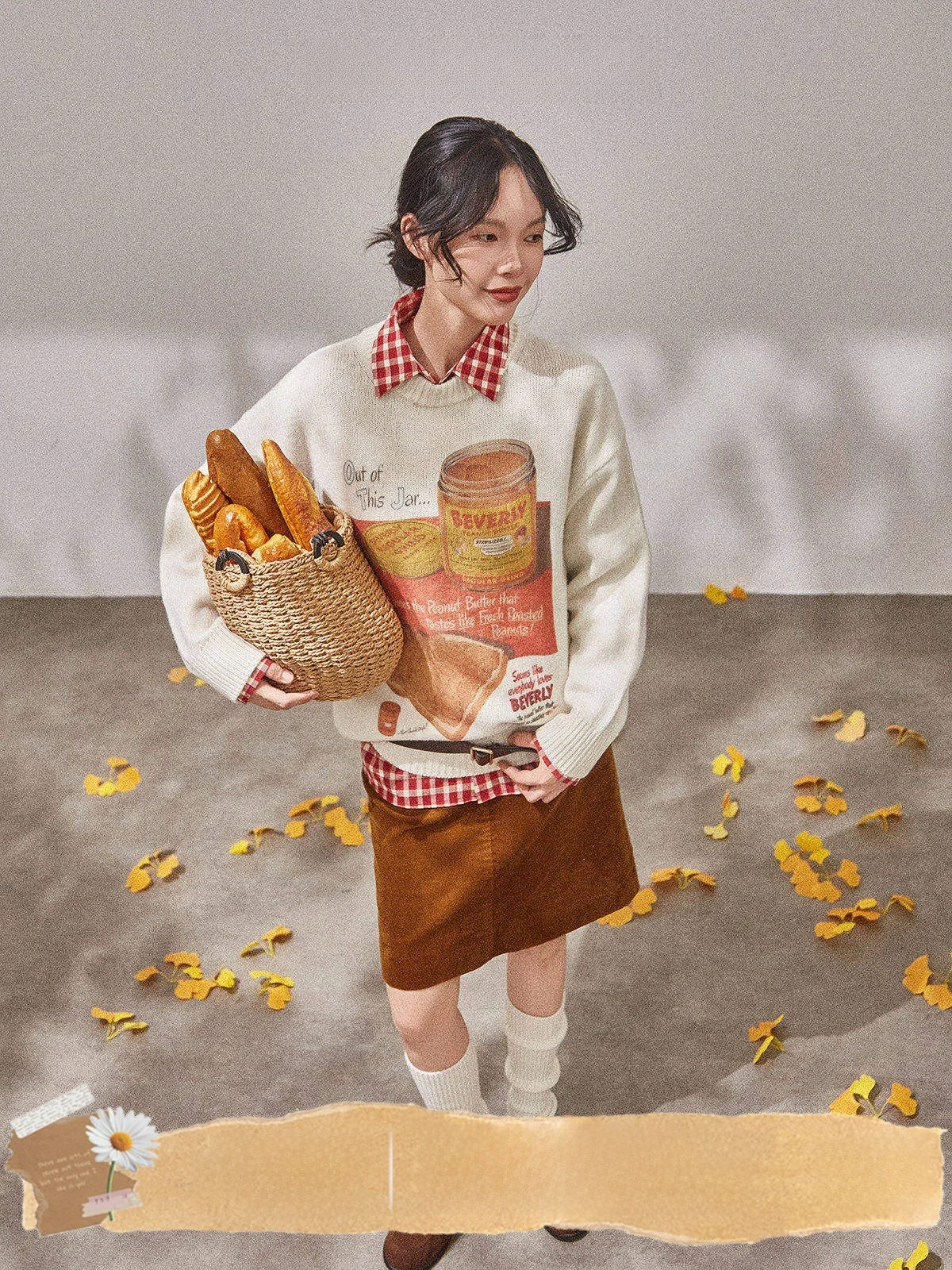 

Bla Knitted Loose Women's Sweater with Print Vintage Sle Long Sve Regular Length Casual Faion for Young Girls