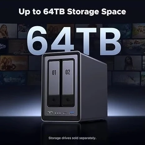 UGREEN NAS DXP2800 2-Bay Desktop NAS، N100 Quad-core CPU، 8GB DDR5 RAM، 2.5GbE، 2 * M.2 NVMe Slots، 4K، (بدون أقراص)