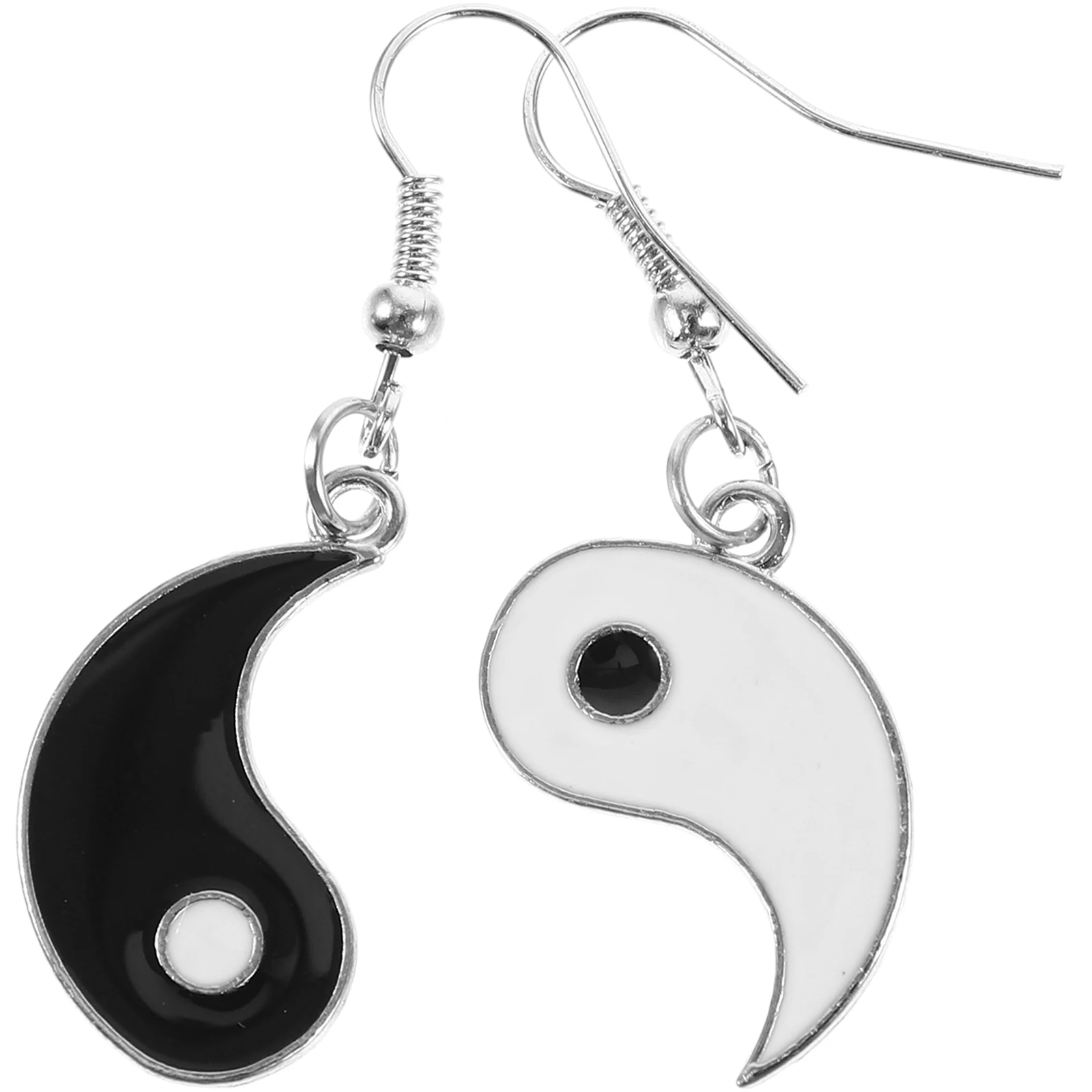

1 Pair Tai Chi Earrings Black White Dangle Drop Chinese Style Retro Ear Decorations Lightweight Comfortable Skin Friendly