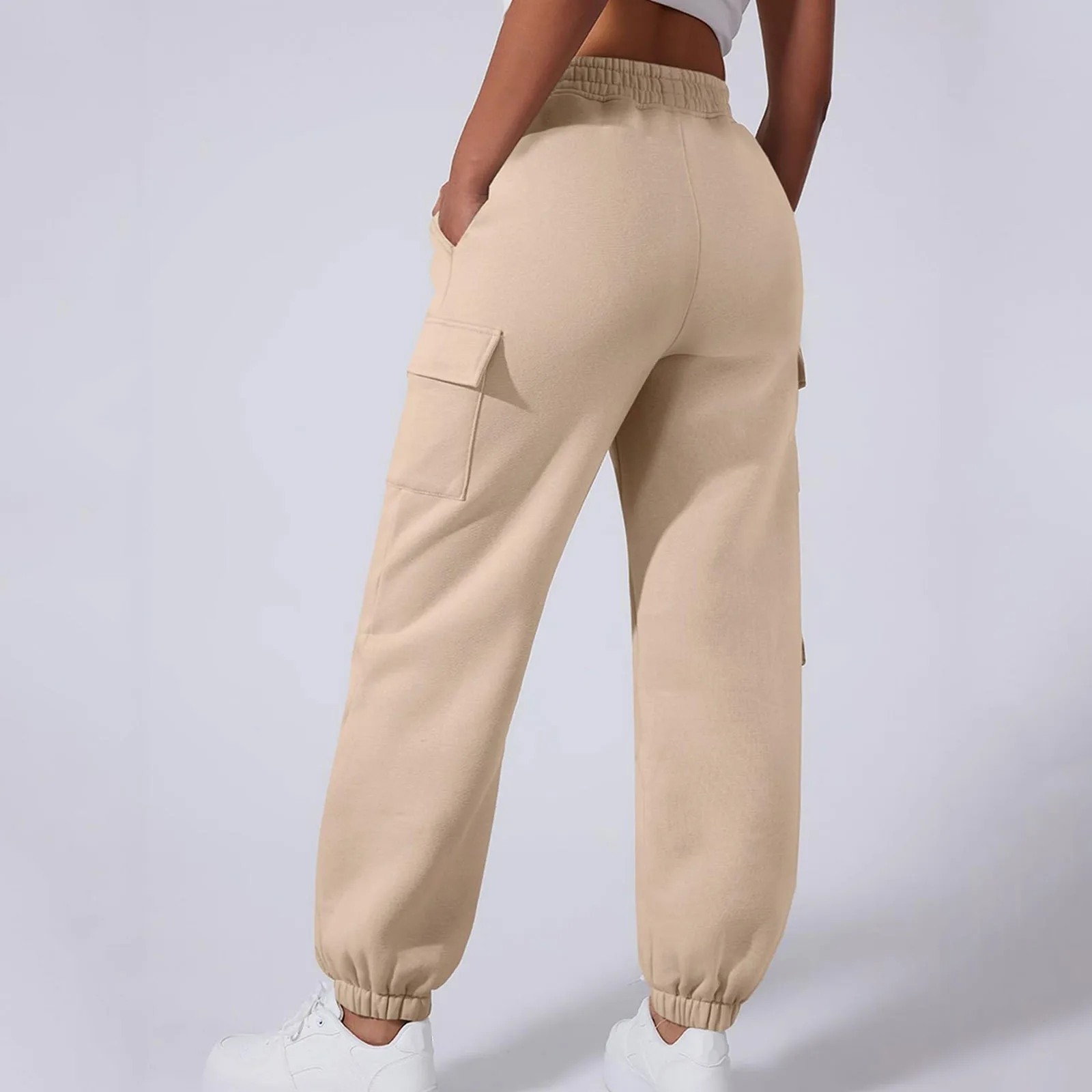 New Sports Pants for Women Fleece Lined Sweatpants Wide Straight Leg Pants Bottom Casual High Waisted Elastic Trousers Autumn