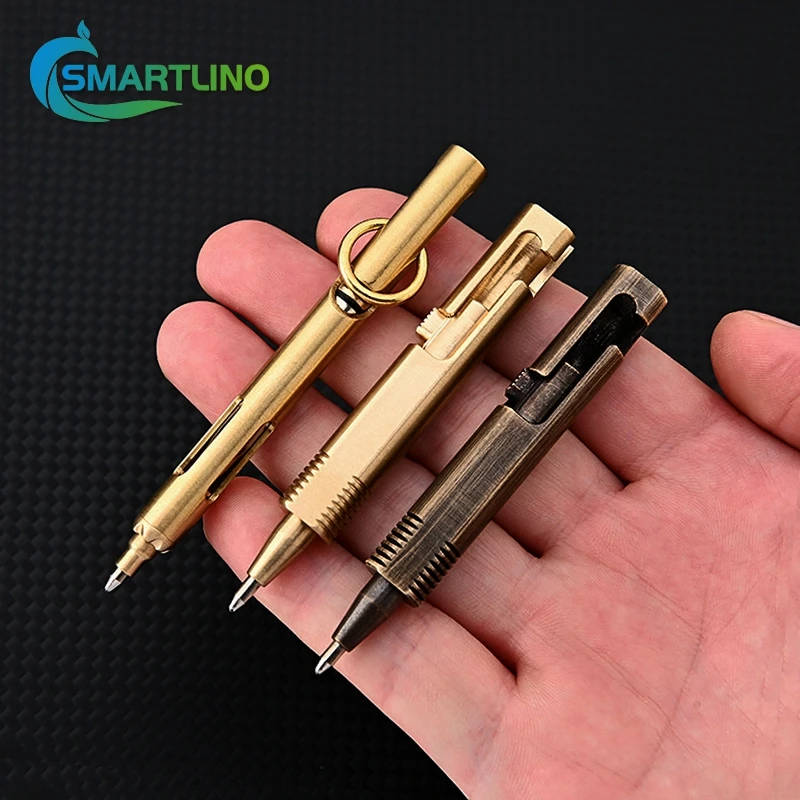 

Mini Pocket Ballpoint Pen Creative Business Signature Pen Retro Brass Tactical Pen EDC Writing Tools Office Student Stationery