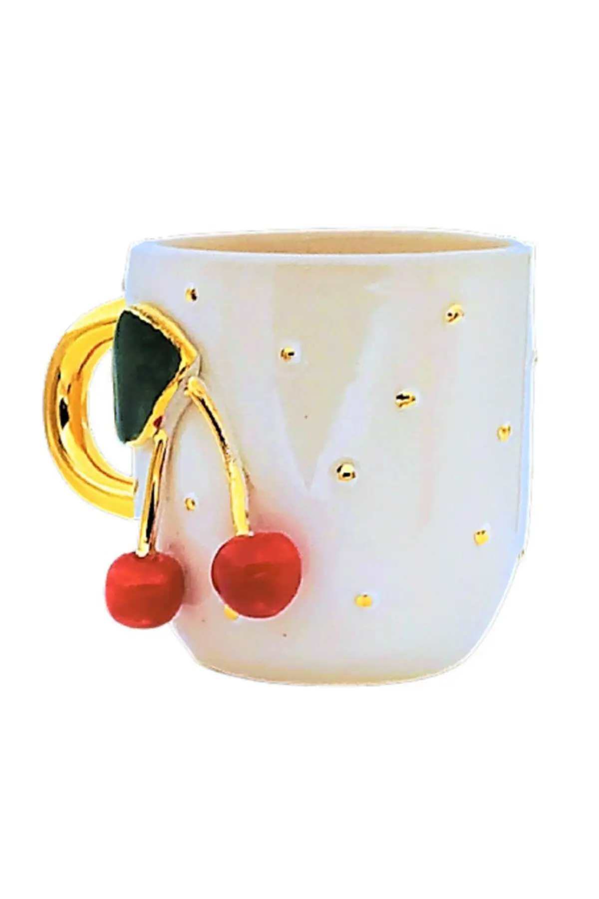 

DOLBOVI 24 sterling gold embroidered, cherry figured, 100 handmade, gift double turkish coffee cup