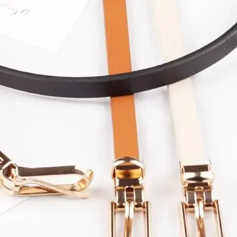 1PC Fashion Women Belts Thin Skinny Waistband Pin Buckle Adjustable Belt Summer Dress Jeans Strap Pu Belts Black White Gray