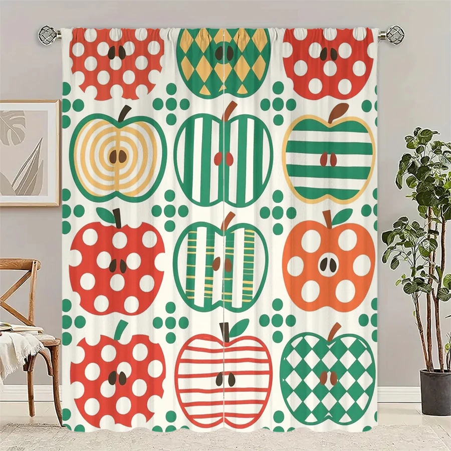 

Cartoon apple pattern printed curtains, pole bag curtains, Christmas decorations, daily home decorations, room decorations