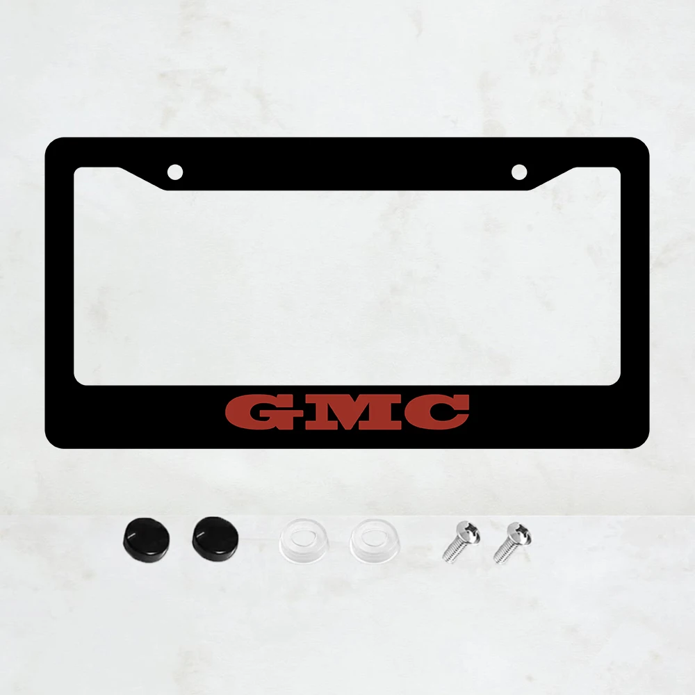 

Black GMC Logo 2-Hole License Plate Frame Aluminum Material 6x12 Inches with Screw Set Retro Novelty Car Decoration