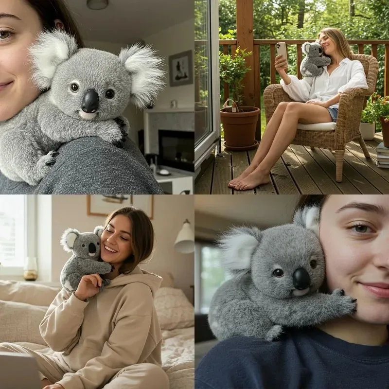 Short Plush Koala Panda Polar Bear Toy Bag Pendant Simulated Animal Ornaments Emotional Support Plush Pillow