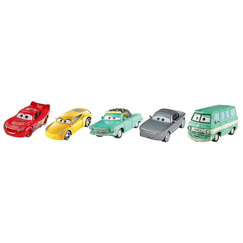 Disney Pixar Cars 3 vehículos fundidos a presión en el interior, 5 paquetes, Lightning McQueen, oxidado, aleación de Metal, modelo de vehículo, 1:55