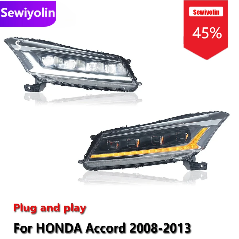 

Автомобильные светодиодные фары DRL в сборе для HONDA Accord 2008-2013, противотуманные фары DRL, стоп-сигналы поворота, Plug and Play