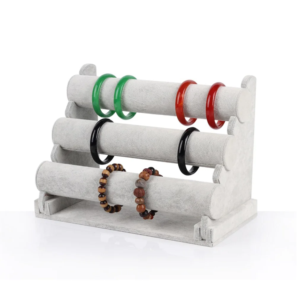 3 Tier Detachable Bracelet Stand Grey Jewelry Display Rack Organizer Scratch Splash Protection Home Shop Display