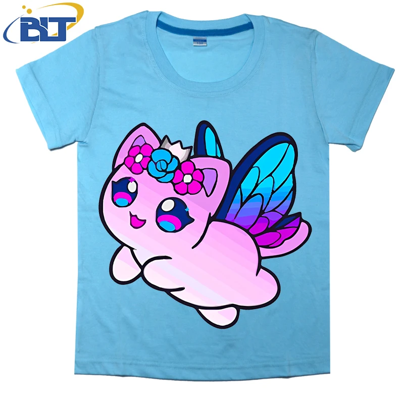 Camiseta con estampado de gato aphmau para niños, top informal de manga corta de algodón puro, adecuado para niños y niñas, Verano