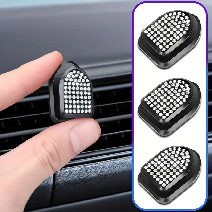 

3/6pcs Sparkling Diamond Car Hanging Hooks - Rhinestone Vehicle Accessories, Dashboard Hangers for