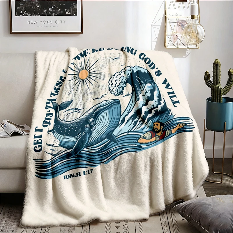 Get in Loser We're Doing God's Will Gift Flannel Blanket Flannel Throw, Christian Bible Verse Cozy Blanket Design