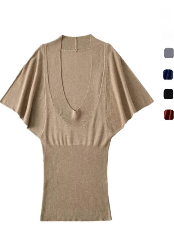 Lu malha Dr com U-Ne e Batwing Sves camadas lisonjeira silhueta saia ortod sobre Dr para mulheres