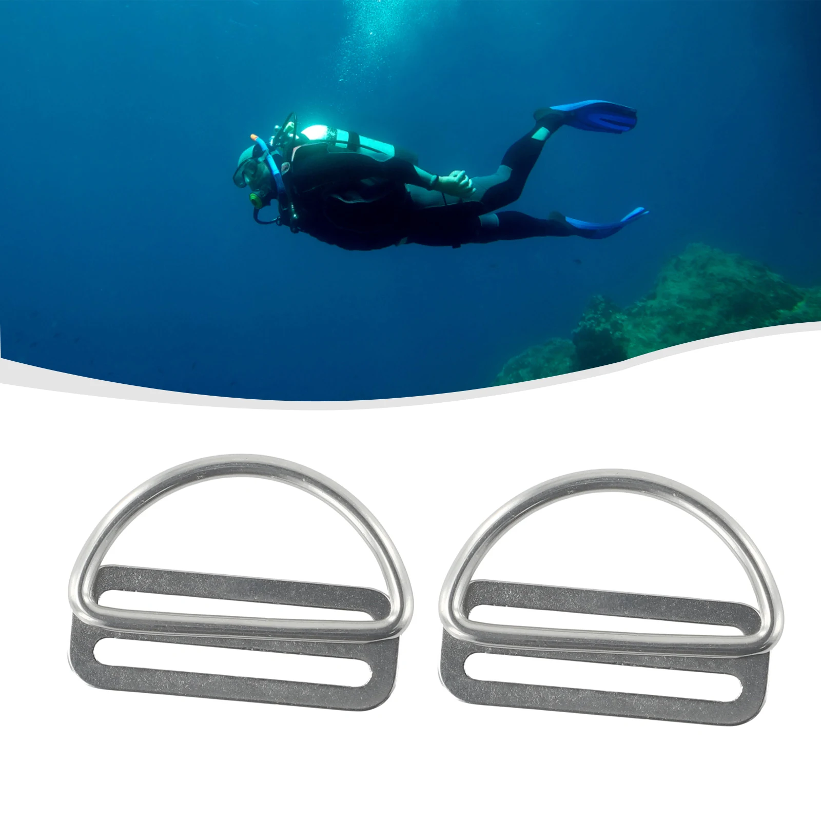 12 Pair Marine Grade D Ring Buckles Stainless Steel Belt Keepers for Scuba Diving Climbing and Other Adventures