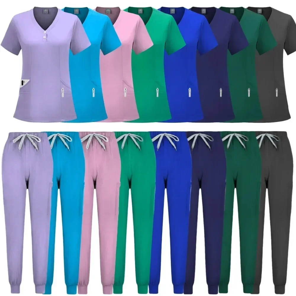 

Women's Medical Joggers Suit Grooming Work Clothes Veterinary Dental Scrub Work Uniforms Fashion New Nurses Workwear Mens Scrubs