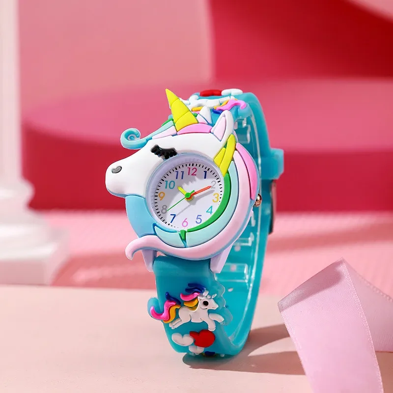 Fashion Hot Unicorn Children Silicone Cartoon kid Watch for Students Jam Tangan Kanak-kanak