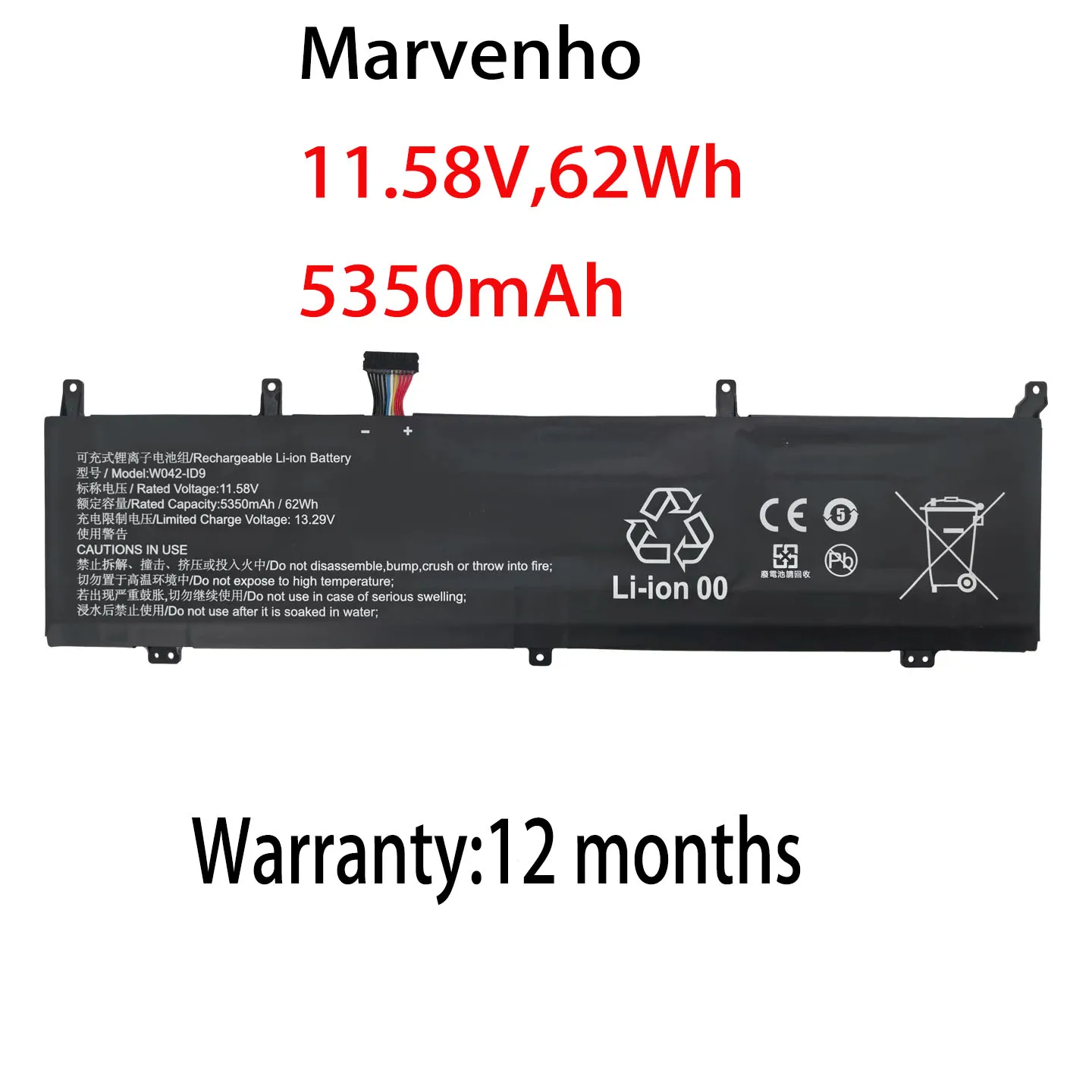 

New 62Wh 11.58V 5350mAh W042-ID9 WO42-ID9 Laptop Battery For MACHENIKE WOOKING X15 MC15N-i713620HQ165H160 series