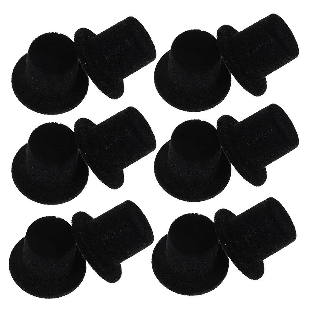 

15 Pcs Black Flocking Mini Hat Christmas Decoration DIY Crafts Tiny Top Party Supplies Handicrafts Mini Hats