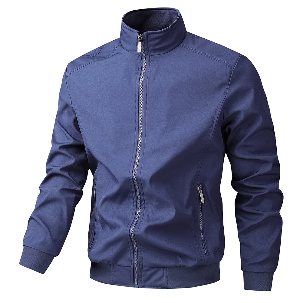 سترة رجالية رفيعة صلبة فضفاضة بياقة واقفة ملابس خارجية يومية ملابس خارجية غير رسمية #2