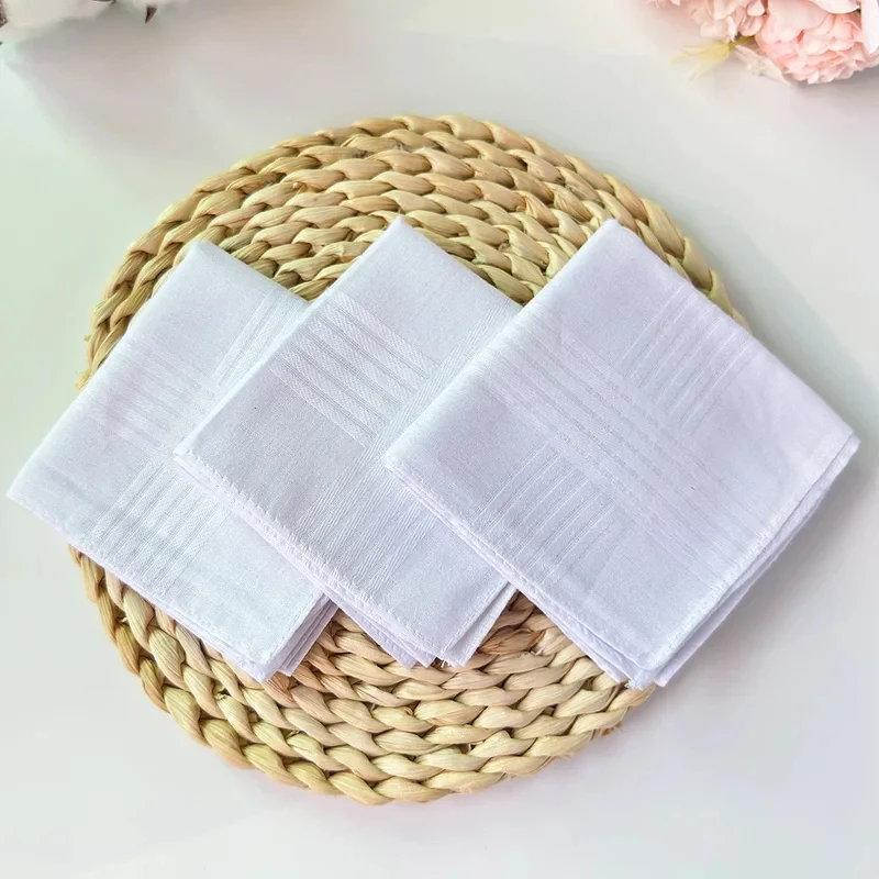 6 Pack of unisex pure cotton white handkerchiefs with satin edges in solid colors，Wedding gifts for newlyweds，Can be used as a s