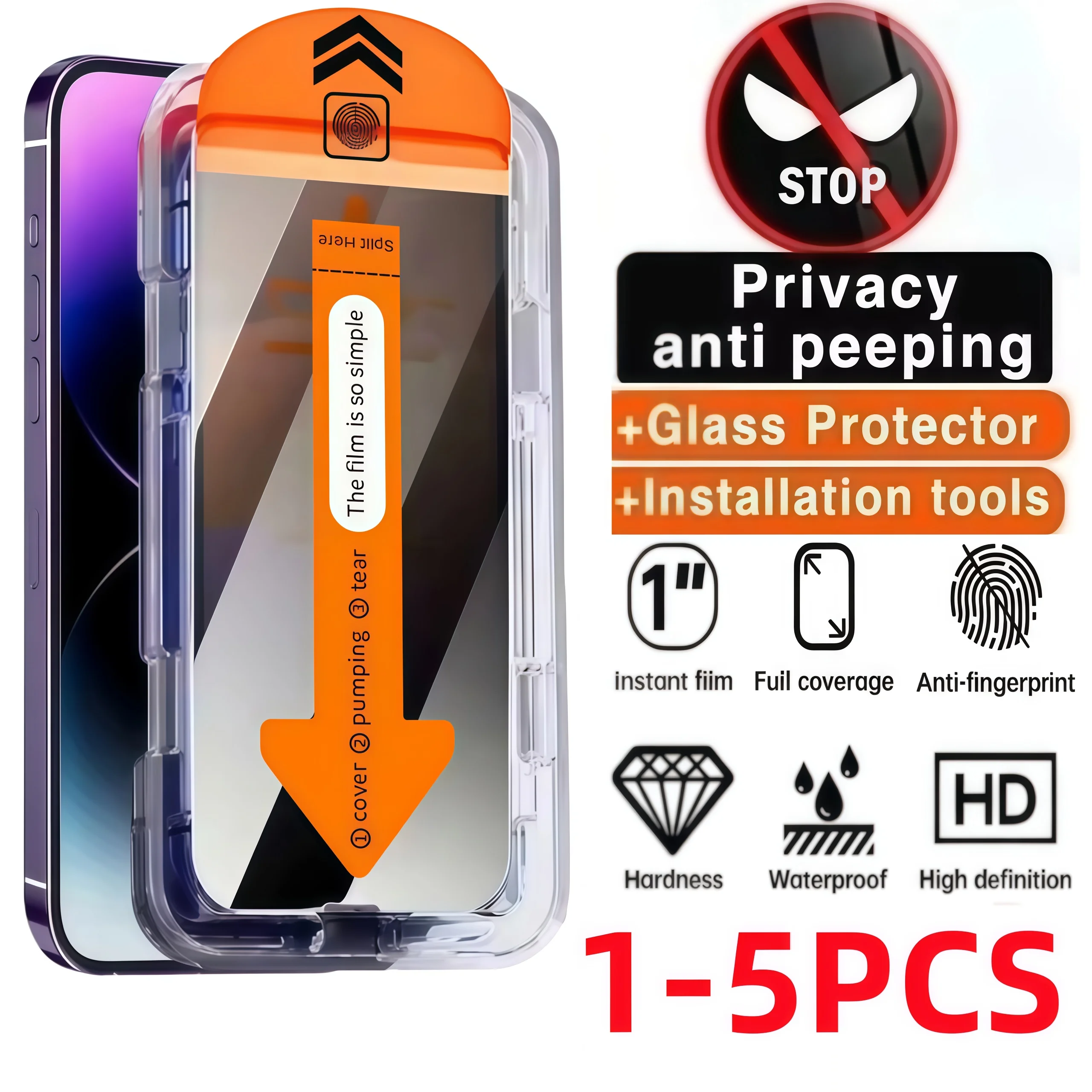 1-5 uds protectores de pantalla de privacidad para iPhone 17 16 Pro Max 17 Air 15 14 Plus 13 12 vidrio templado fácil de instalar vidrio antiespía