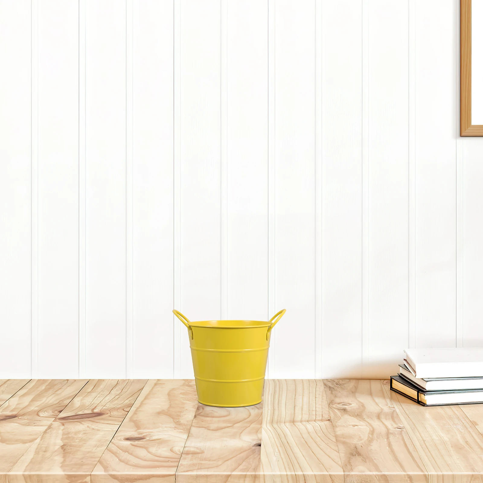 

Small Iron Bucket Desktop Trash Can Narrow Mini Dust Bin Office Garbage Can Pen Holder Storage Container Black