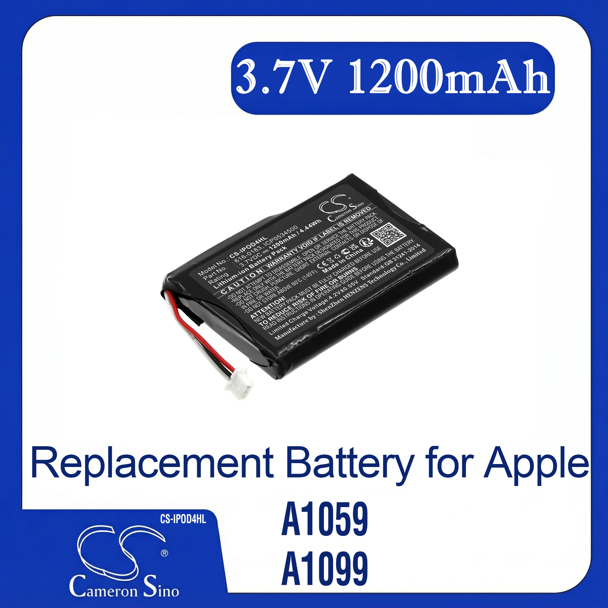 

Cameron Sino Replacement Battery for Apple A1059, A1099, iPOD 4th Generatio,, Fits P/N 616-0183,616-0206,616-0215,AW4701218074,