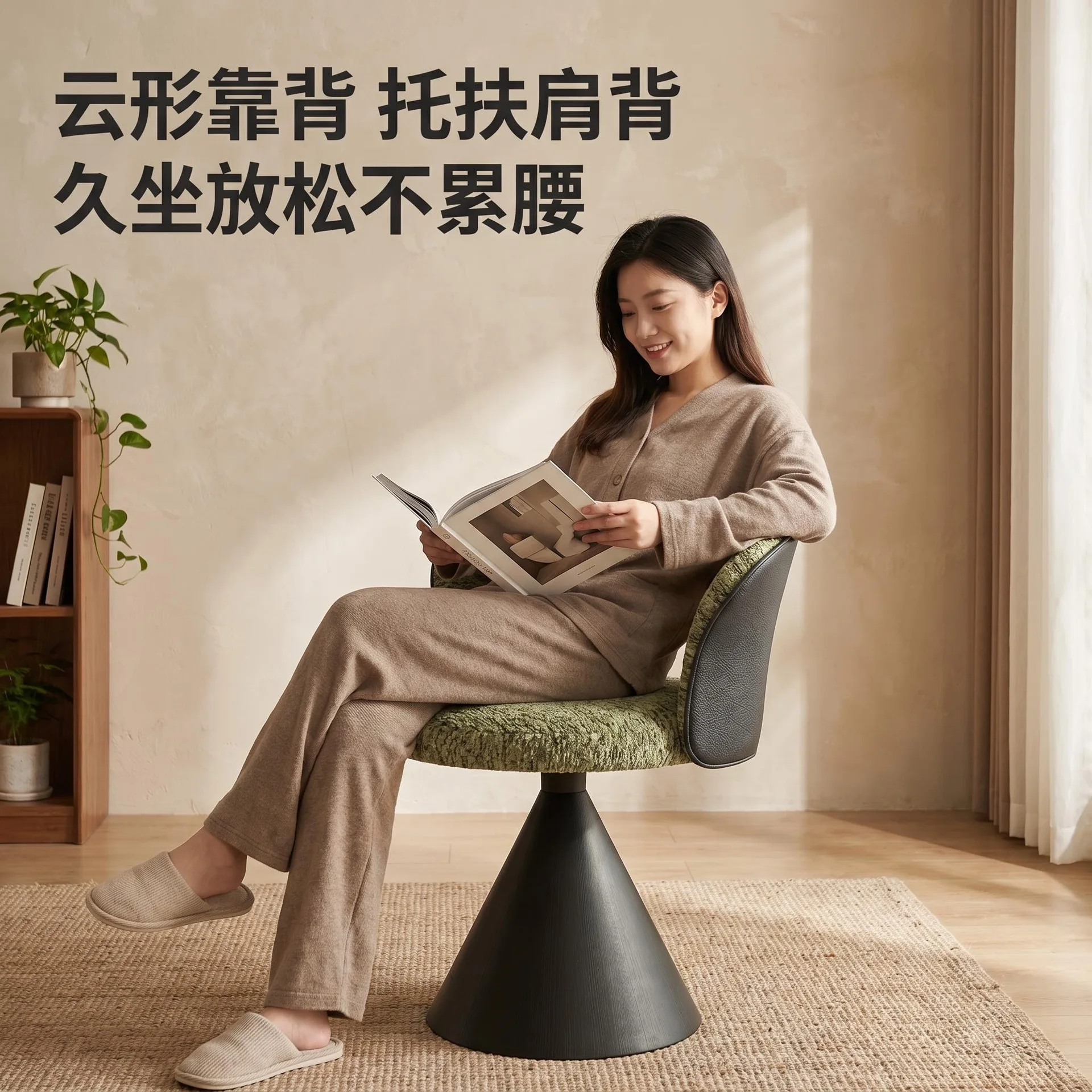 New Chinese-style Printed Cloud-shaped Rotating Chair, Bedroom Dressing, Living Room Reading Studio Atmosphere Casual Single Cha