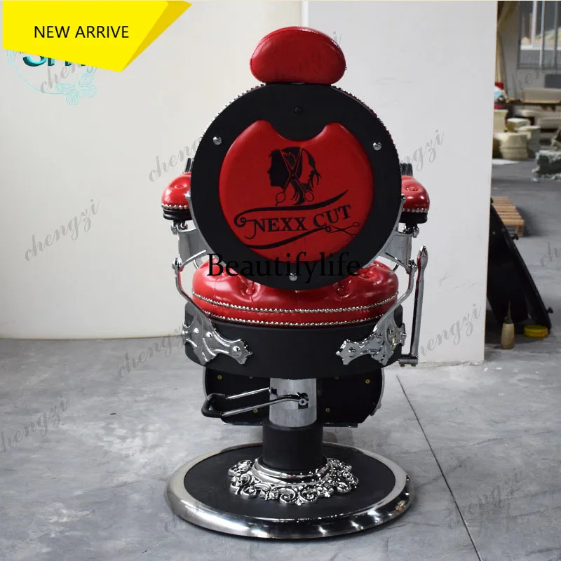 L181 European retro men's hair salon chair High-end barber shop chair can be reclined hair salon hair cutting chair