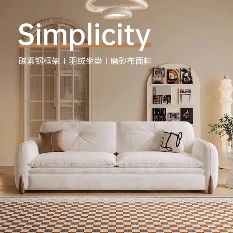 For Cream Wind Matte Cloth Solid Wood Sofa Bed Foldable Push-pull Multi-functional Double Small Apartment Living Room Internet