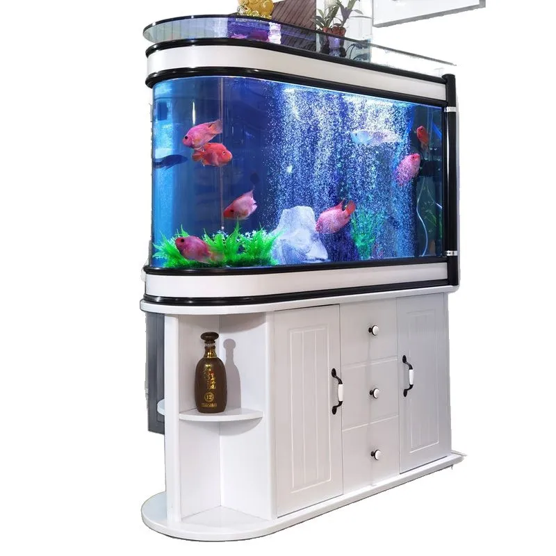 Goldfish tank large living room household small and medium bullet aquarium fish tank glass 1 meter Phnom Penh plus white