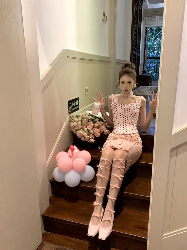 Sweet Sexy Bow Tights Women Hollow Out Bandage Socks Pantyhose Ins Tide Leggings Stockings Party Club 2025 Spring New Fashion