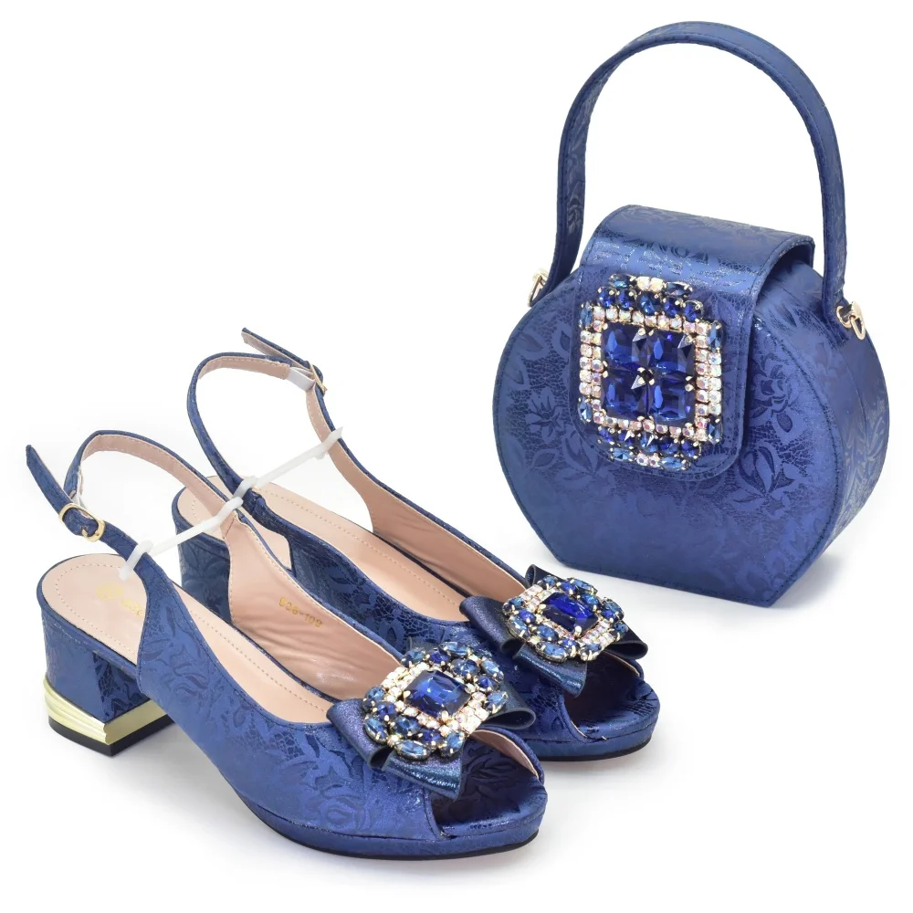 Elegant Italian Rhinestone Women's Pumps & Bag Set