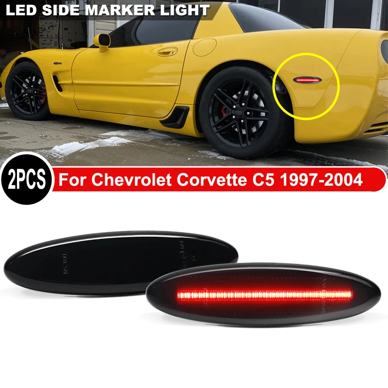 2Pcs Rear LED Side Marker Light For Chevrolet Corvette C5 1997-2004 Replace OEM 16524722