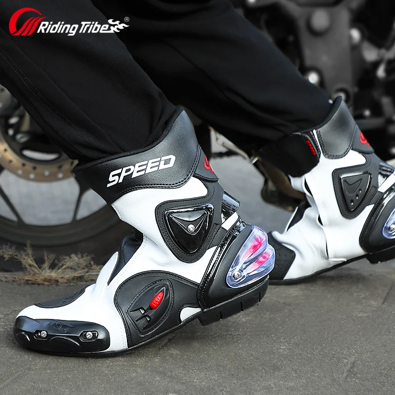 Motorcycle Boots Microfiber Leather Motorbike Anticollision Foot Ankle Protective Shoes Moto Riding Short Boot Men Woman A004