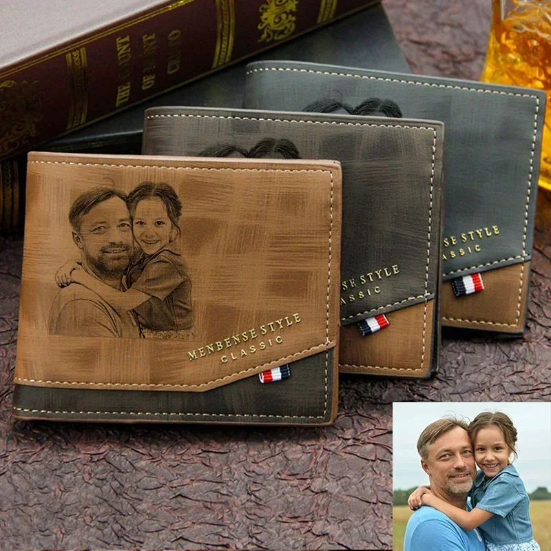 Personalized Photo Wallet Card Holder | Frosted Design, Custom Text & Picture | Ideal Gift for Him, Husband, Father