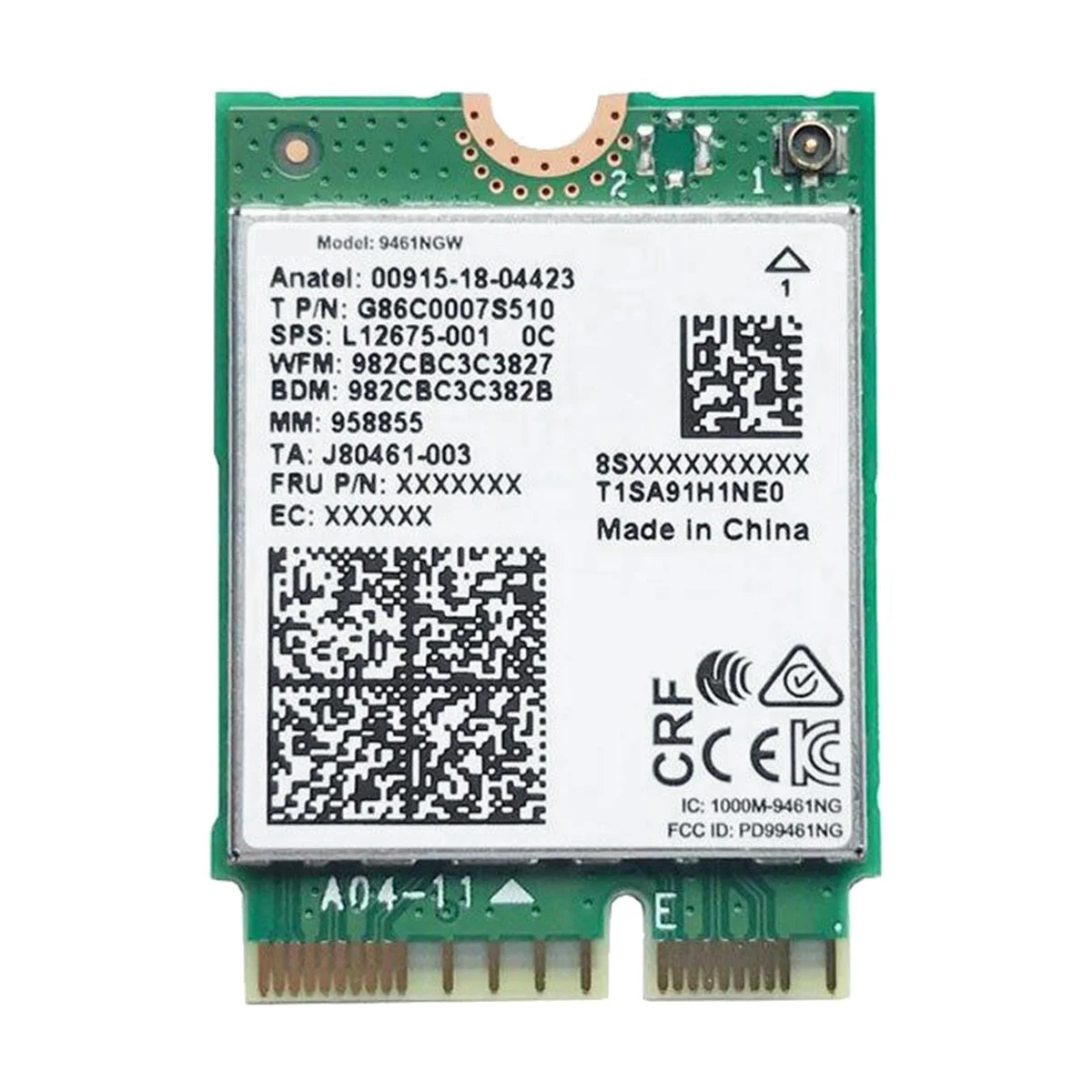 Carte WiFi pour Intel 9461NGW, Stérilisation de bande pour touristes, Adaptateur sans fil, Bluetooth 9461, AC 2.4, 5.0G, 5G, 11AC, M2 Key E, CNVI