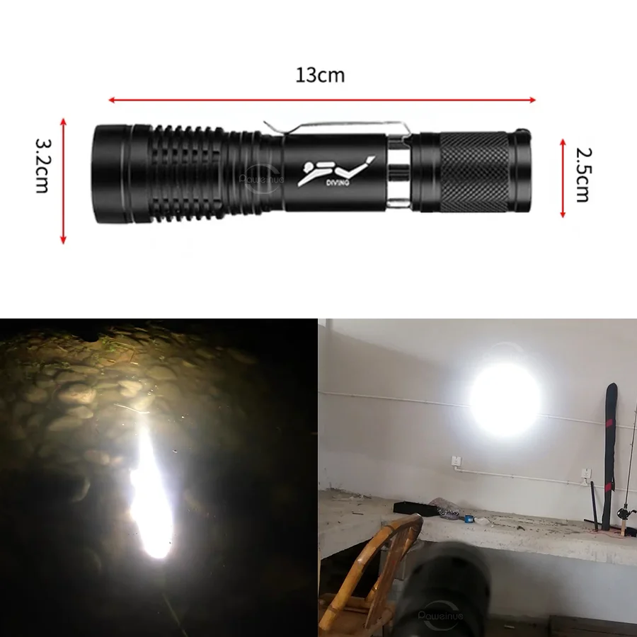 Newest LED Diving Flashlight 300M Super Bright Professional Dive Torch IPX8 Waterproof Scuba Diving Flashlights Fishing Lantern